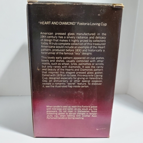 NIB vintage Avon 1978 Heart & Diamond Fostoria Loving Cup scented Candle holder - Picture 3 of 14